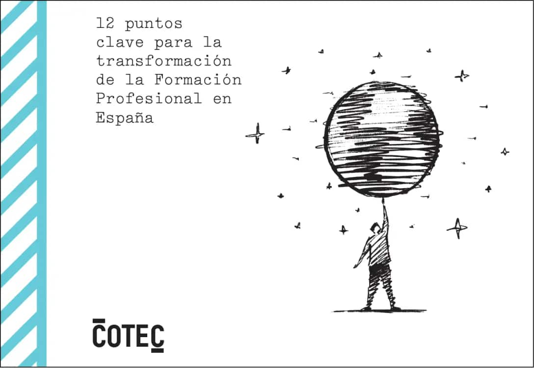 Portada del informe "los desafios para el futuro de la FP en España" de fundación cotec y escuela21